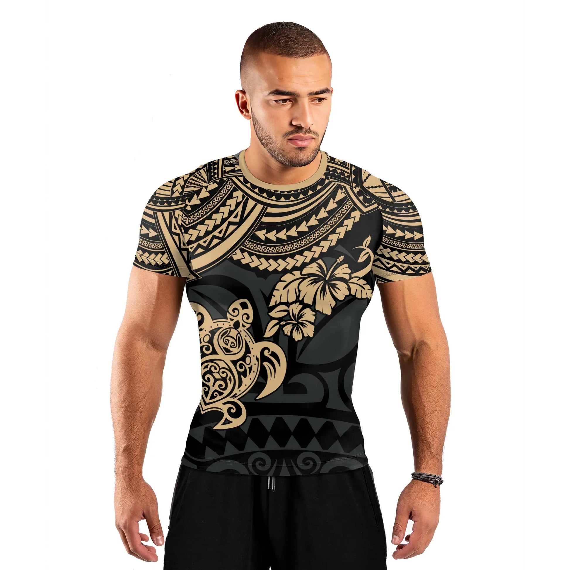 Ocean Honu Tattoo Men's Short Sleeve Rash Guard