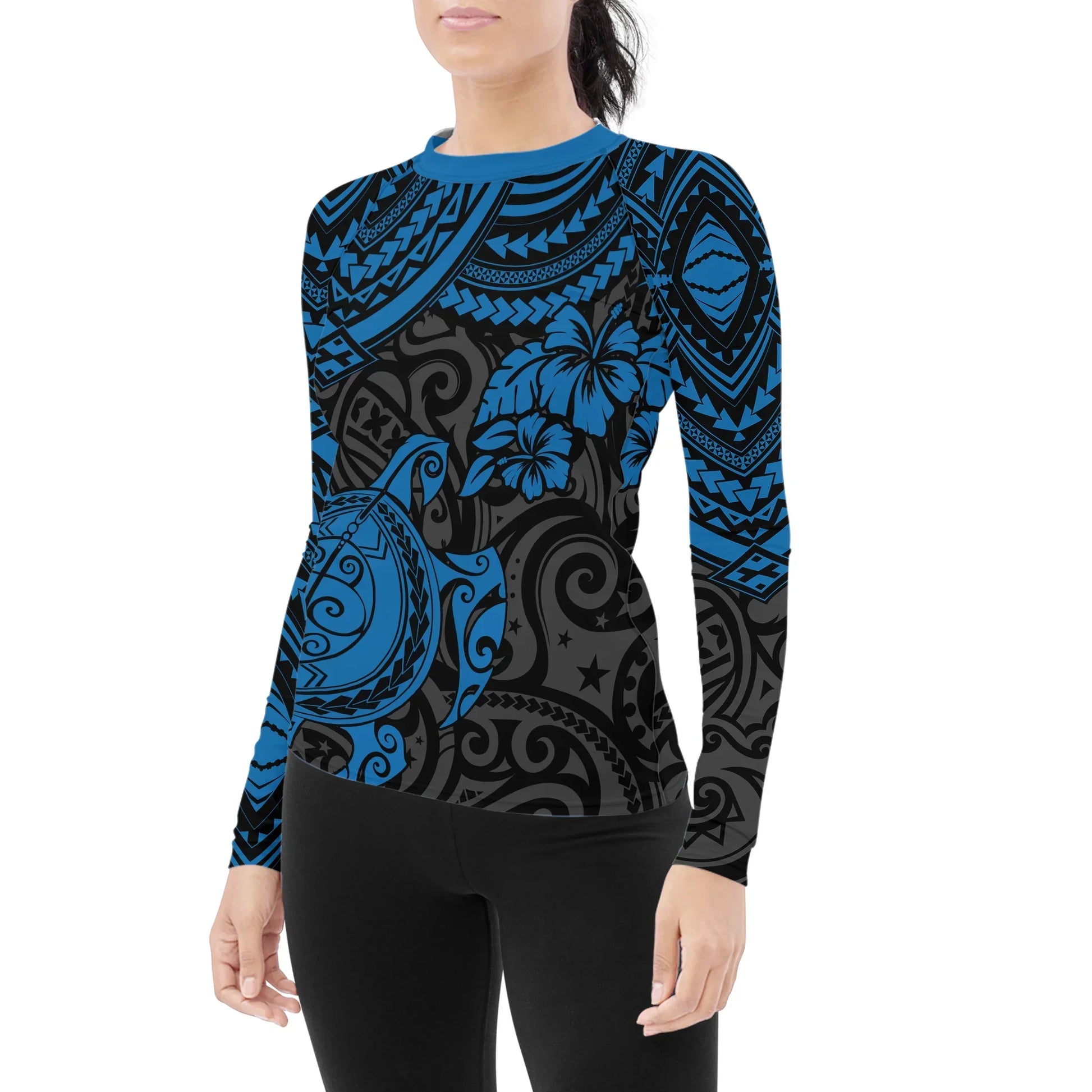 Ocean Honu Tattoo Women's Long Sleeve Rash Guard