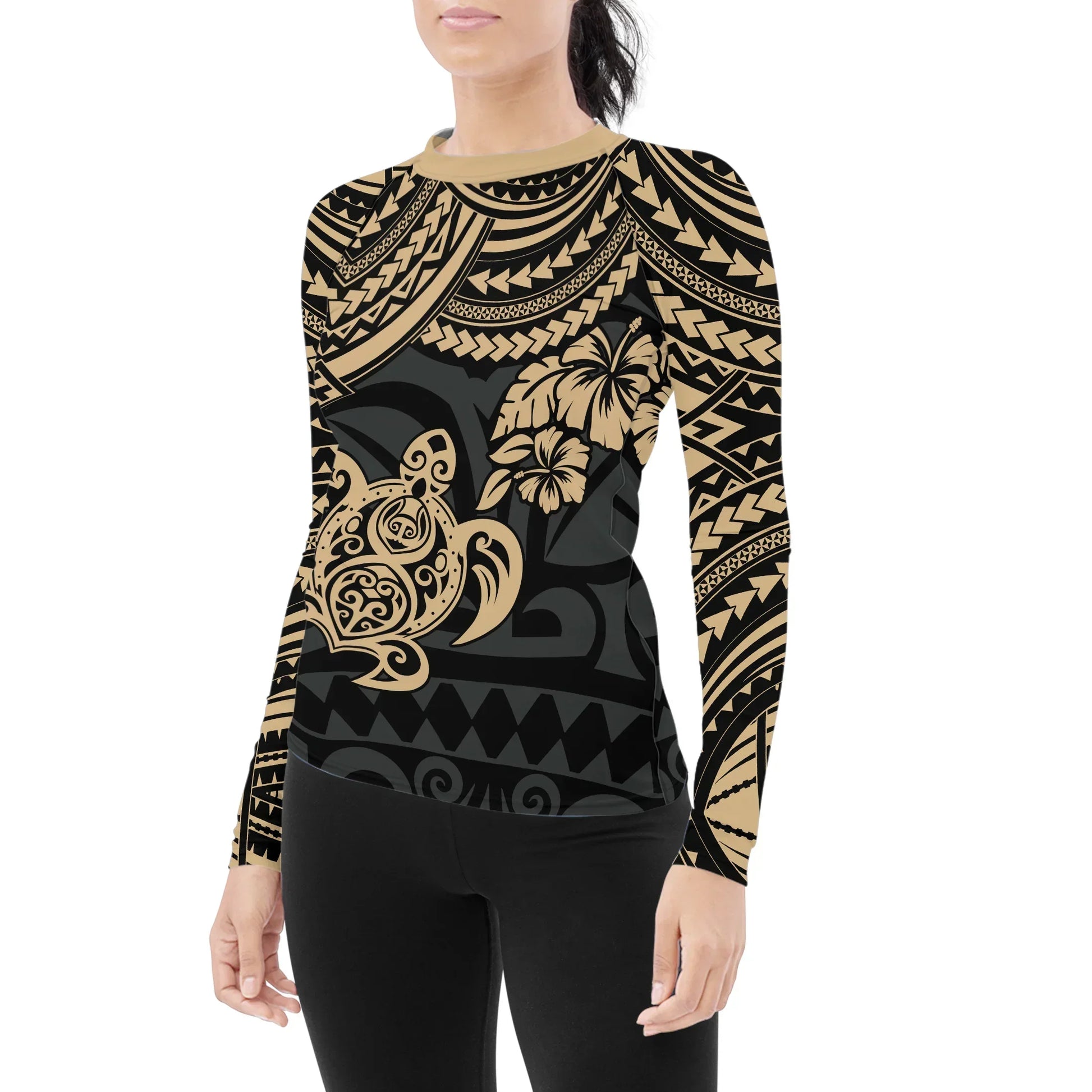 Ocean Honu Tattoo Women's Long Sleeve Rash Guard