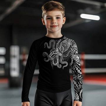 Octopus Tribal Tattoo Kids Rash Guard - BattleFitGear