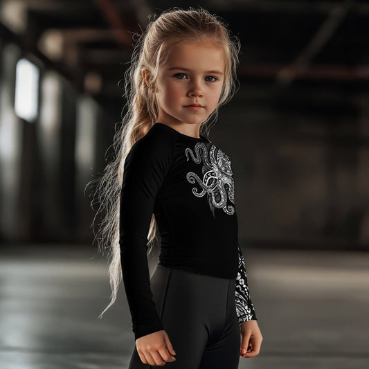 Octopus Tribal Tattoo Kids Rash Guard - BattleFitGear