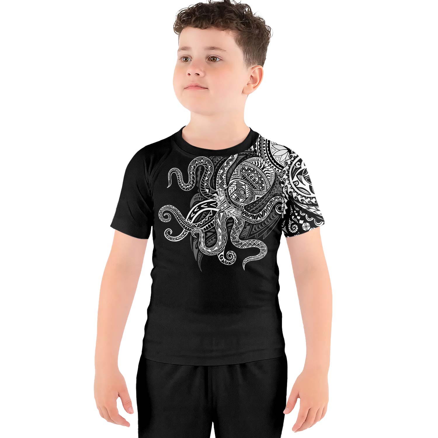 Octopus Tribal Tattoo Kids Rash Guard