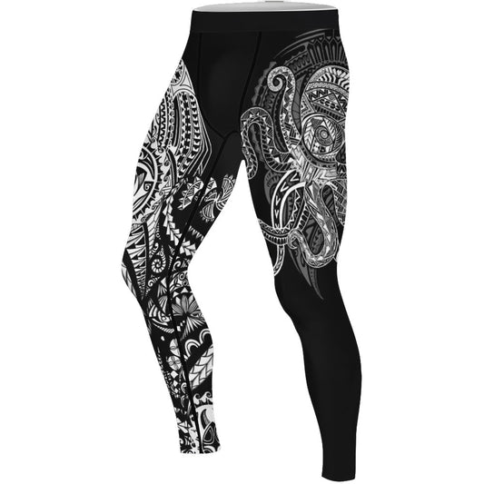 Octopus Tribal Tattoo Men's Compression Leggings - BattleFitGear