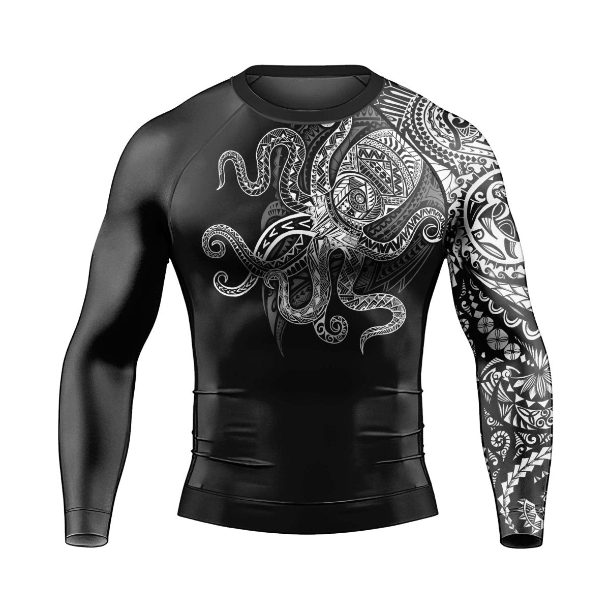 Octopus Tribal Tattoo Men's Long Sleeve Rash Guard - BattleFitGear