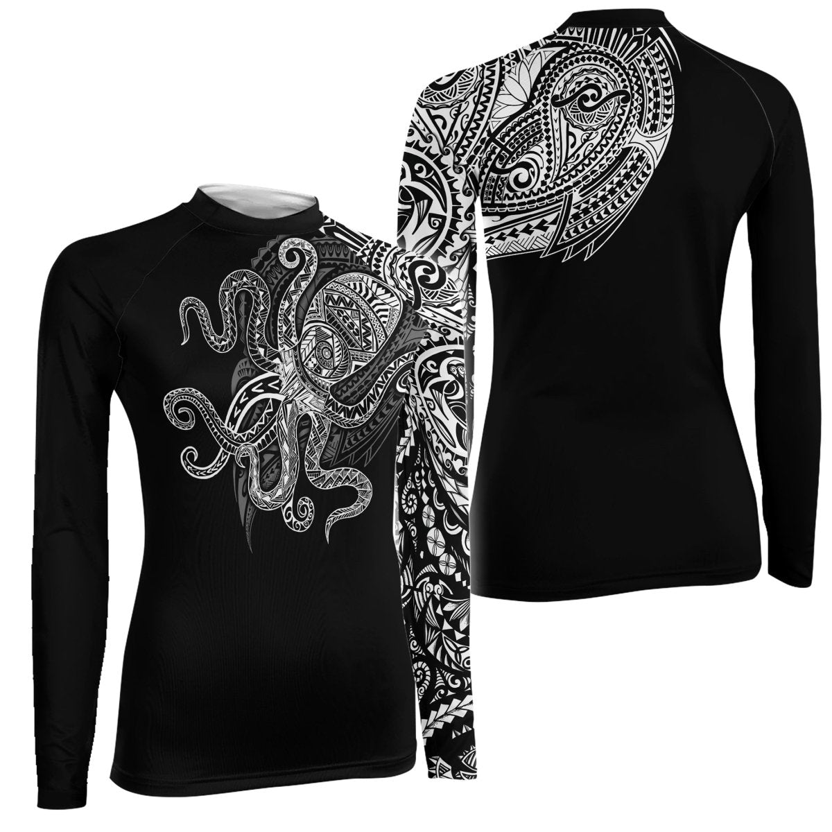 Octopus Tribal Tattoo Women's Long Sleeve Rash Guard - BattleFitGear