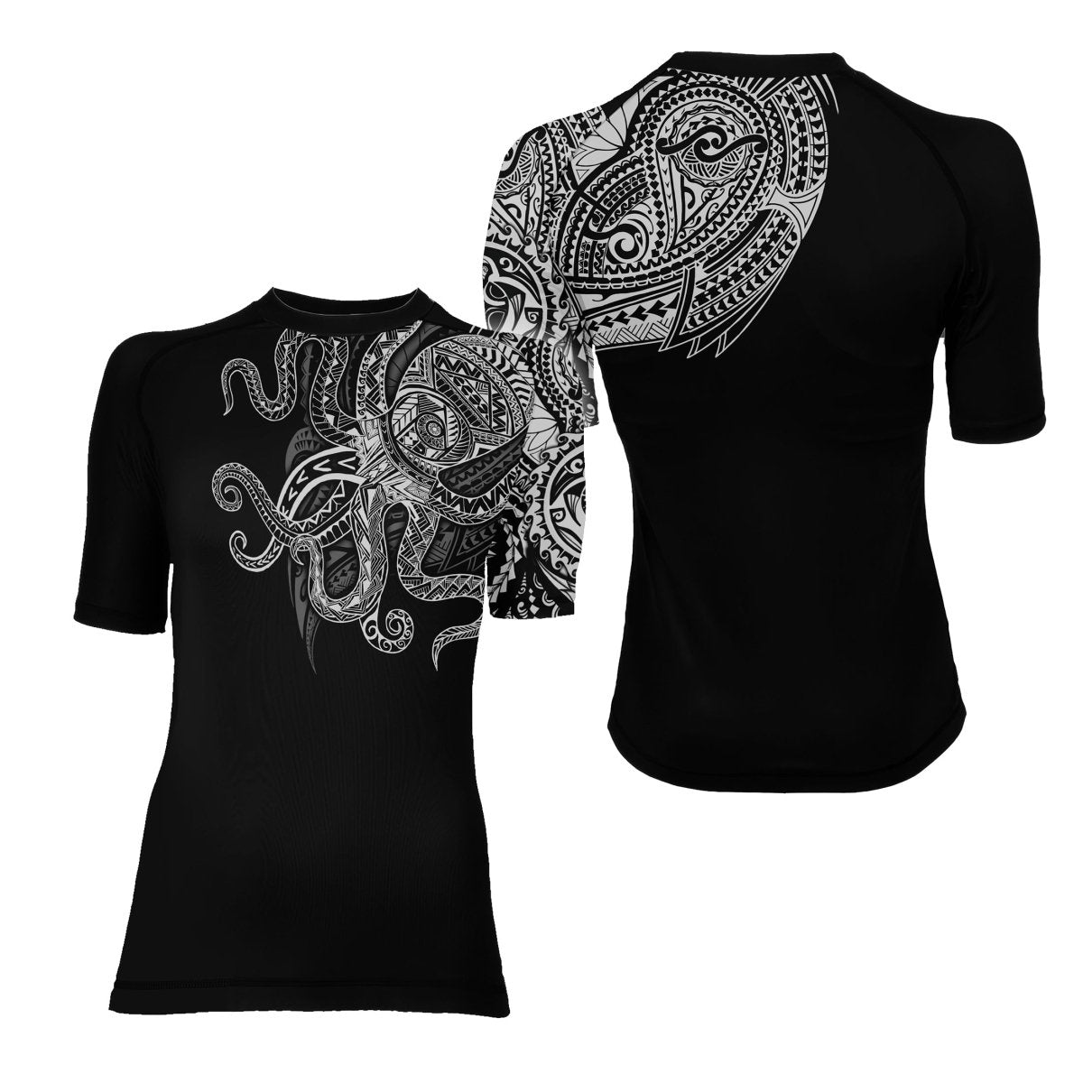 Octopus Tribal Tattoo Women's Short Sleeve Rash Guard - BattleFitGear