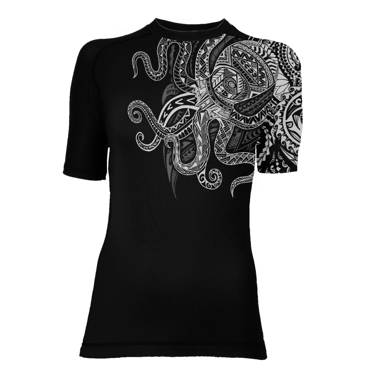 Octopus Tribal Tattoo Women's Short Sleeve Rash Guard - BattleFitGear