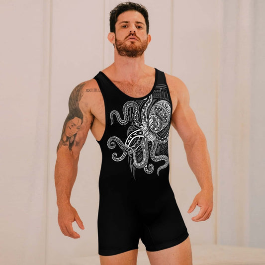 Octopus Tribal Tattoo Wrestling Singlets - BattleFitGear