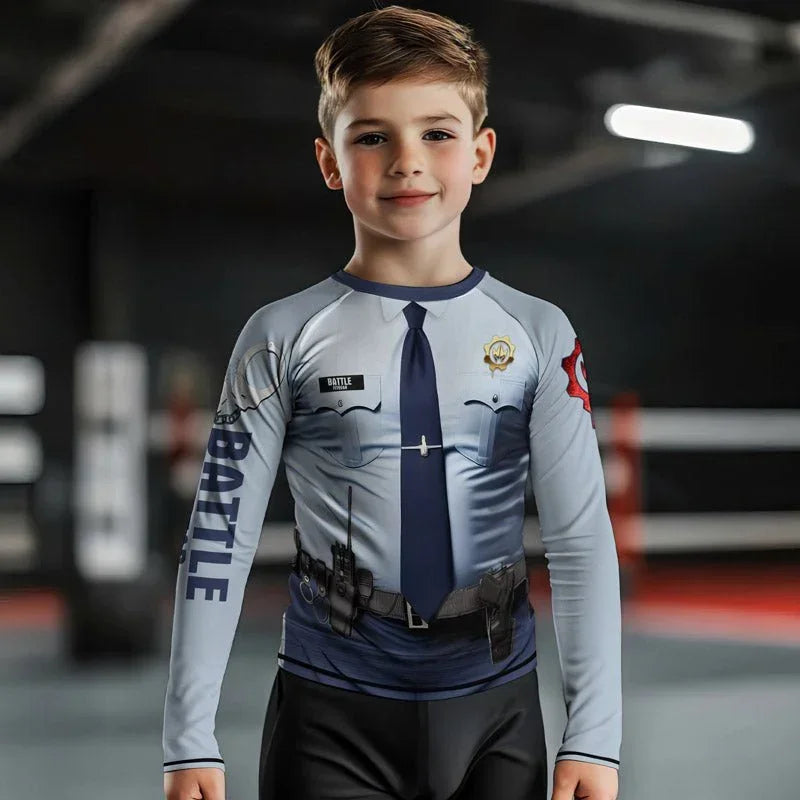 Officer Fighter Kids Rash Guard | Athletic & Stylish