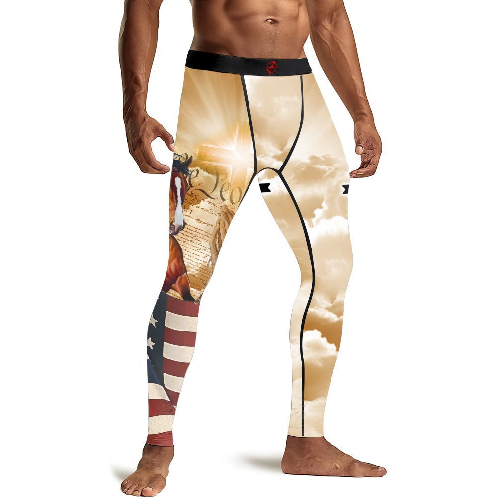 One Nation Under God Men's Compression Leggings - BattleFitGear