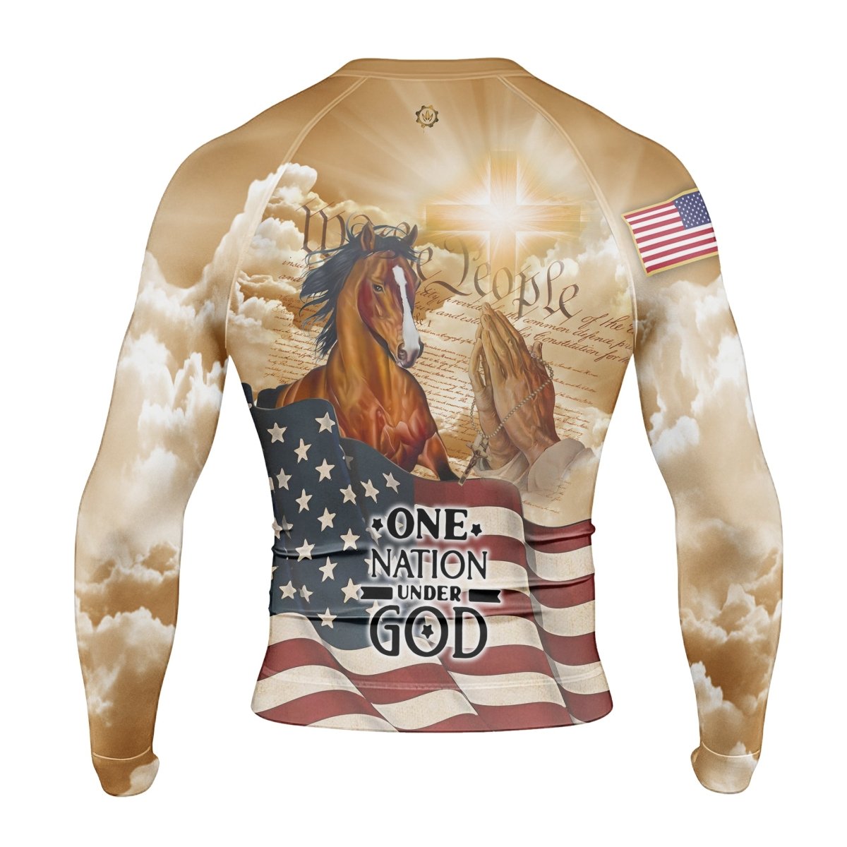 One Nation Under God Men's Long Sleeve Rash Guard - BattleFitGear