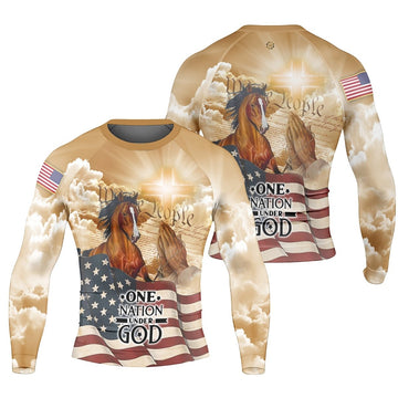 One Nation Under God Men's Long Sleeve Rash Guard - BattleFitGear