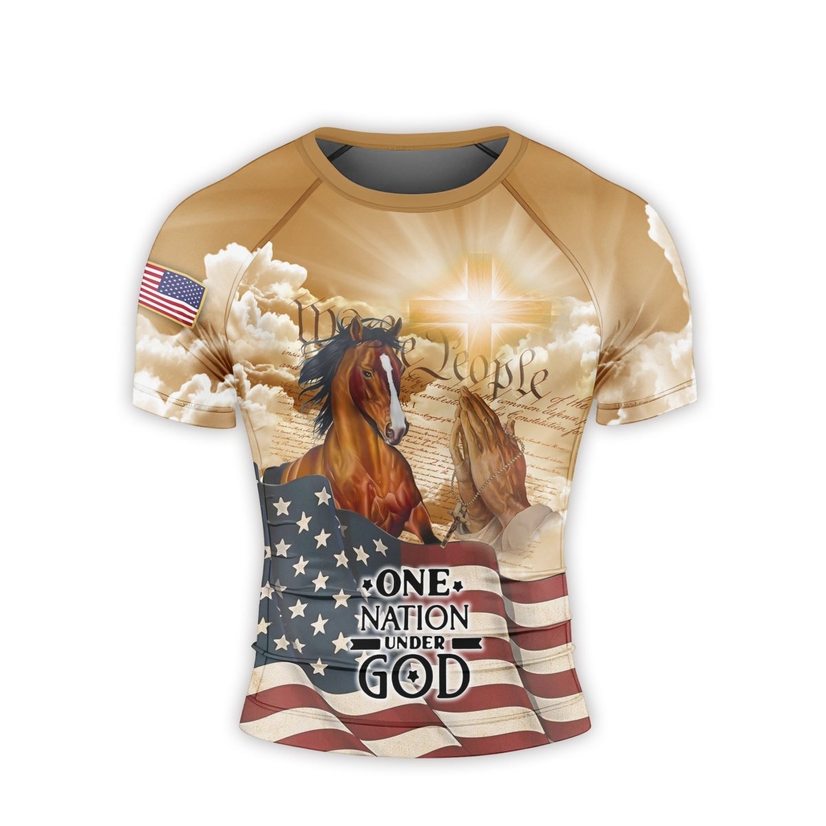 One Nation Under God Men's Short Sleeve Rash Guard - BattleFitGear