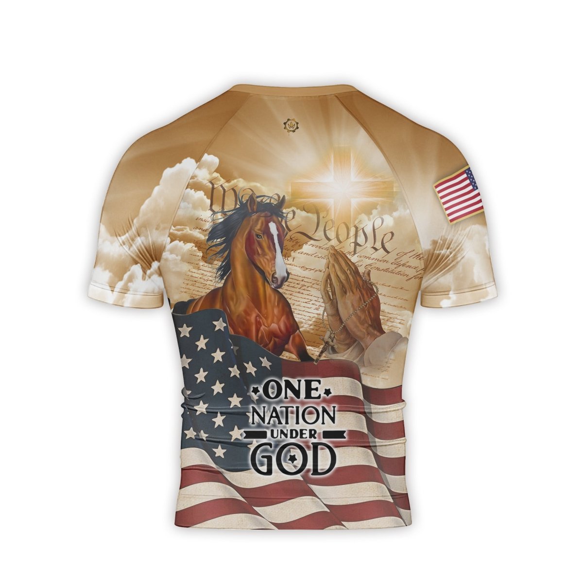 One Nation Under God Men's Short Sleeve Rash Guard - BattleFitGear