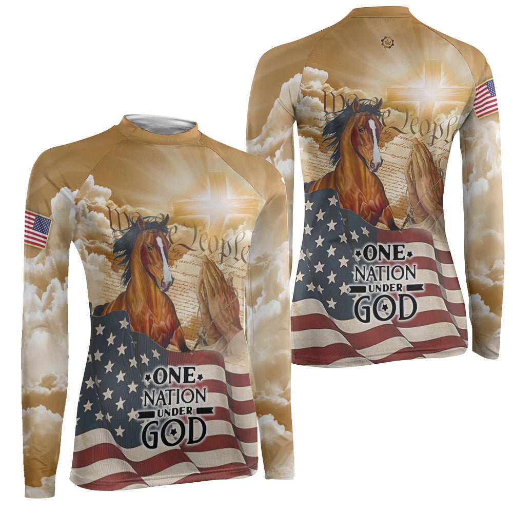 One Nation Under God Women's Long Sleeve Rash Guard - BattleFitGear