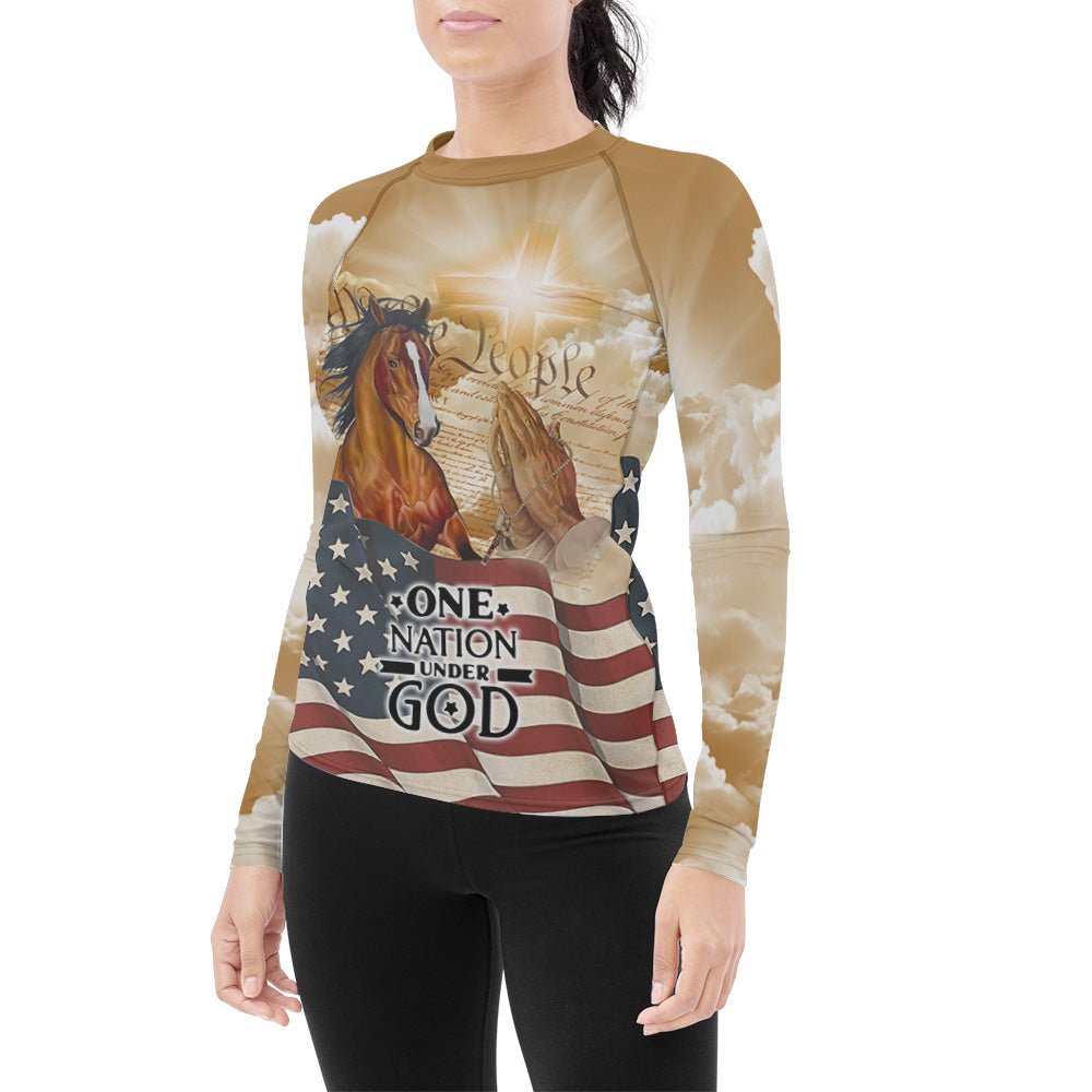 One Nation Under God Women's Long Sleeve Rash Guard - BattleFitGear