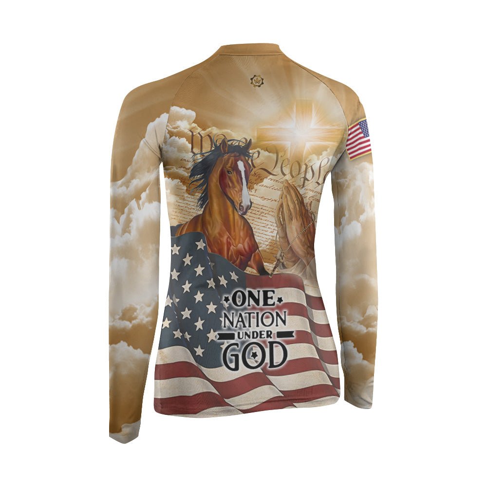 One Nation Under God Women's Long Sleeve Rash Guard - BattleFitGear