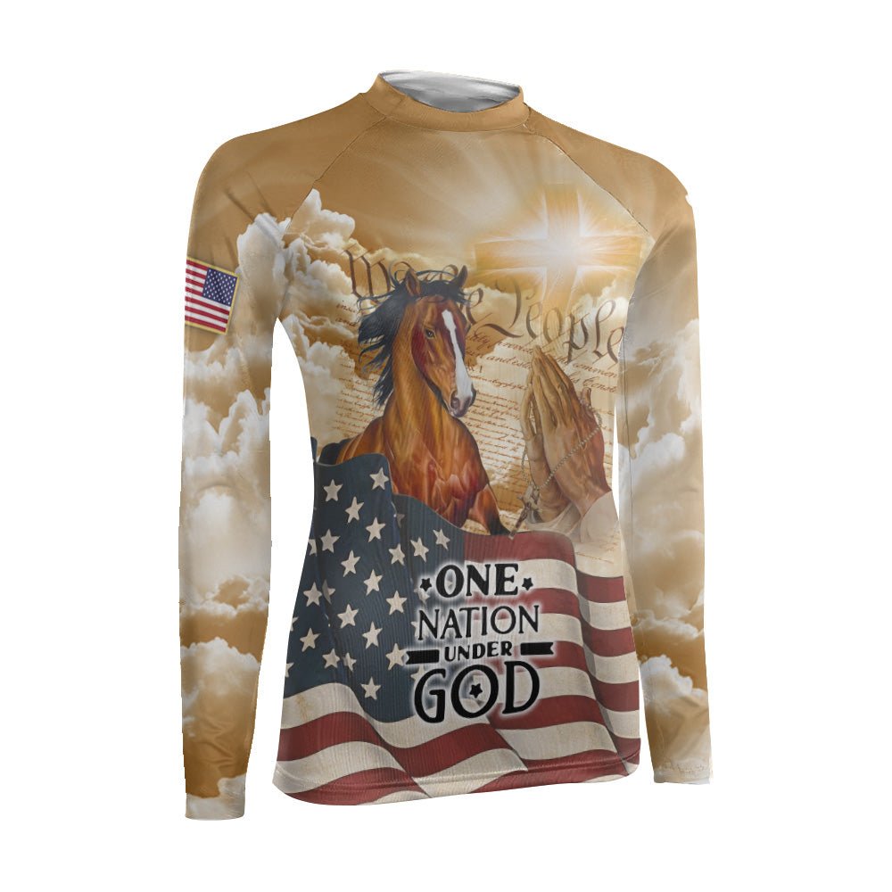 One Nation Under God Women's Long Sleeve Rash Guard - BattleFitGear