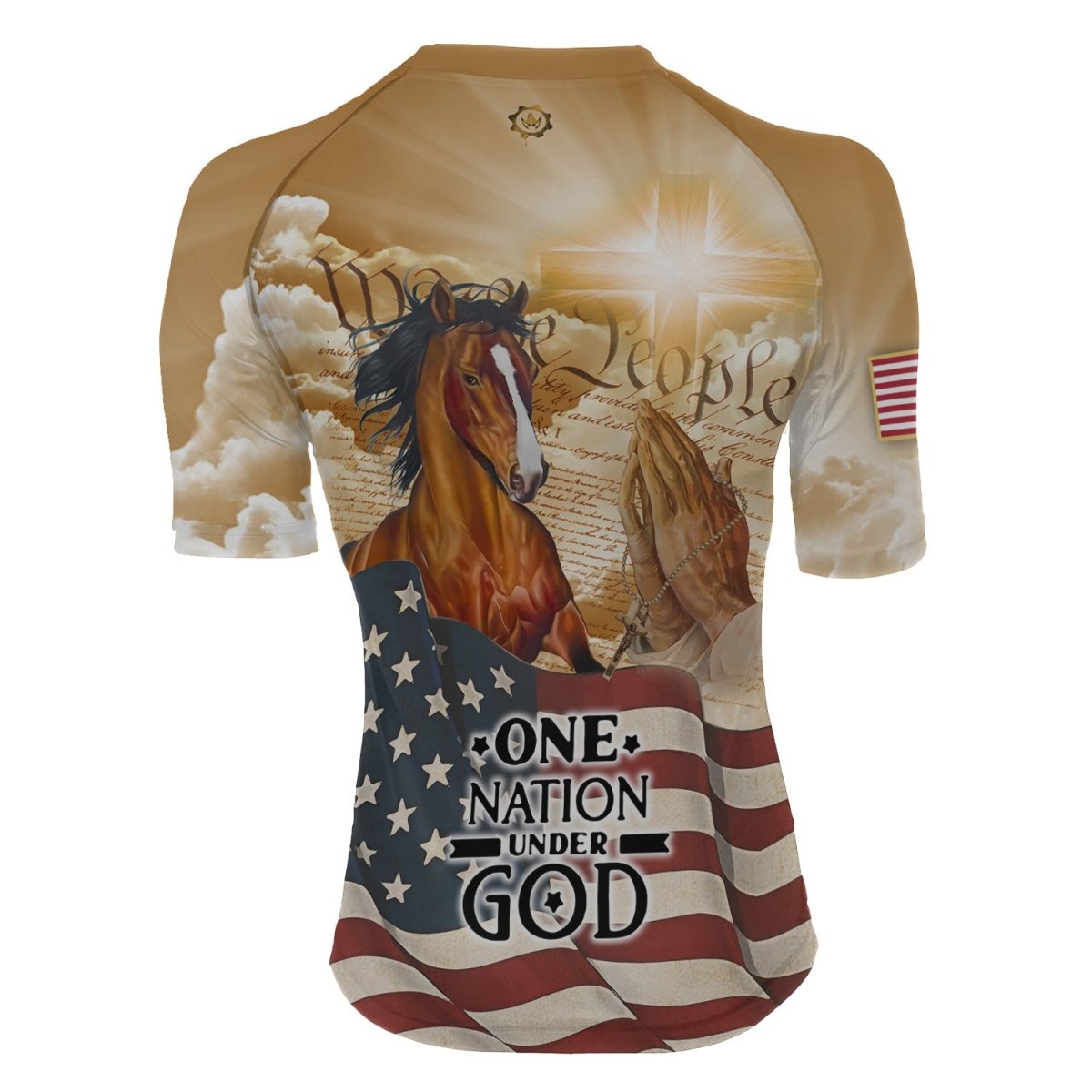 One Nation Under God Women's Short Sleeve Rash Guard - BattleFitGear