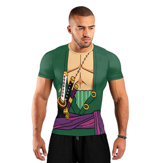 One Piece Zoro Timeskip Men's Short Sleeve Rash Guard