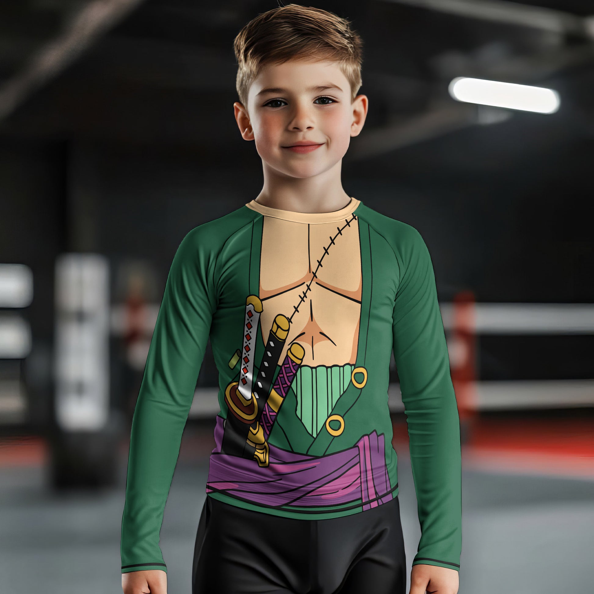 One Piece Zoro Timeskip Kids Rash Guard