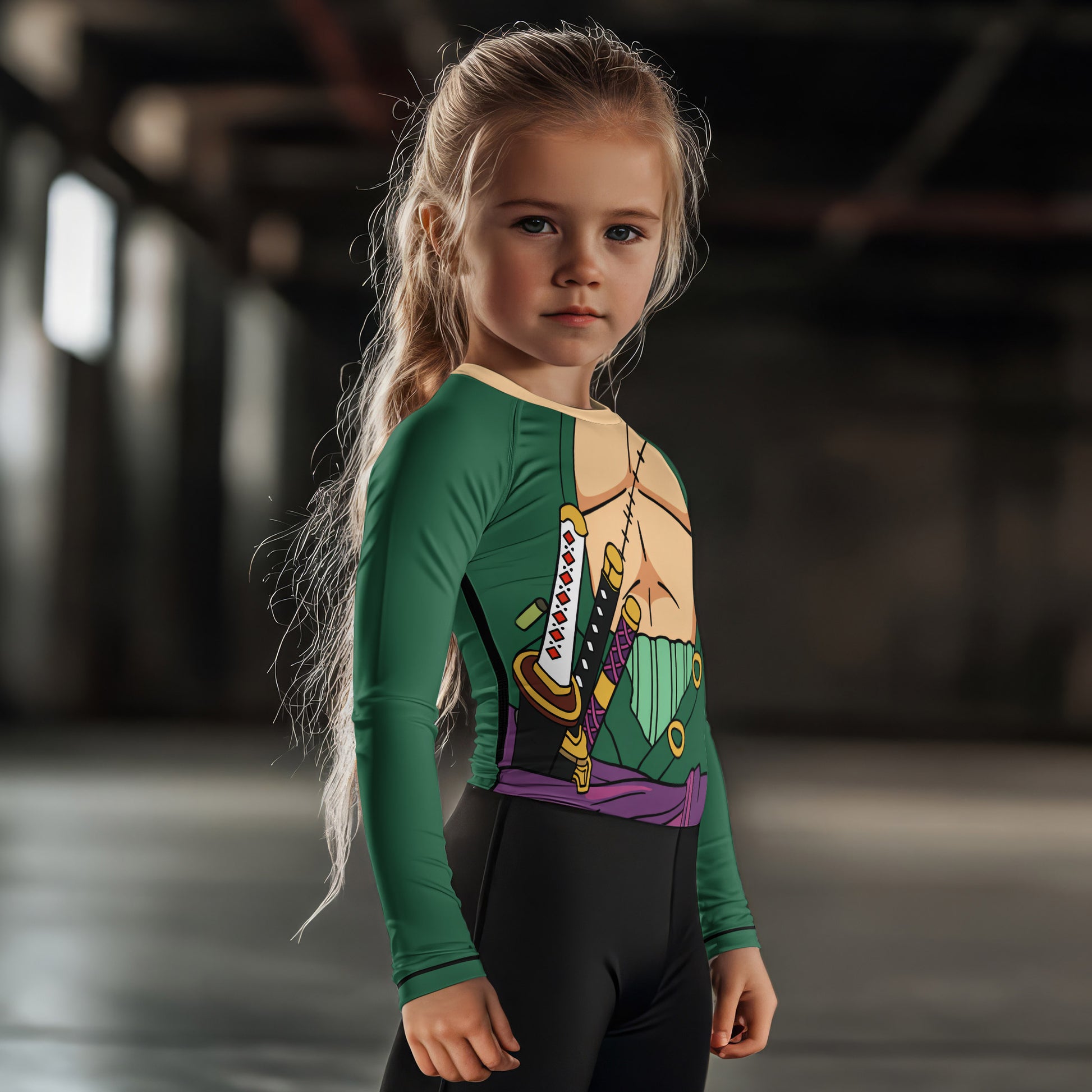 One Piece Zoro Timeskip Kids Rash Guard