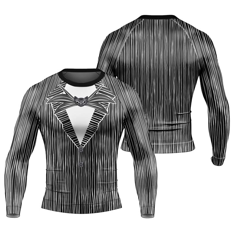 Outfit Jack Skellington Men's Long Sleeve Rash Guard - BattleFitGear