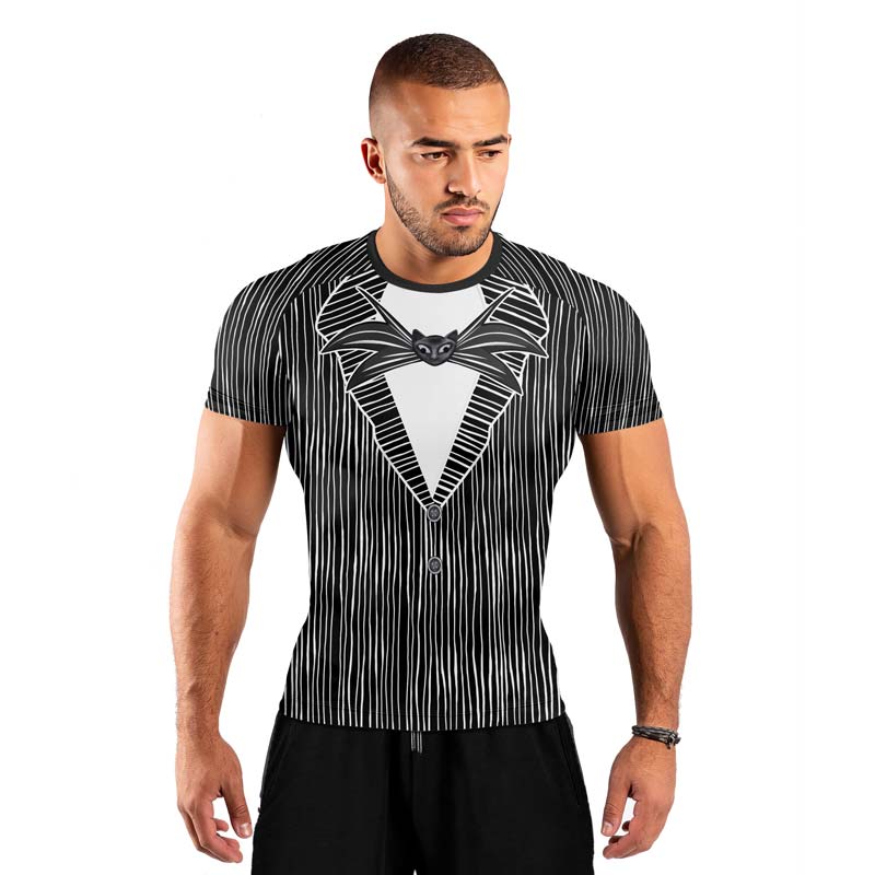 Outfit Jack Skellington Men's Short Sleeve Rash Guard - BattleFitGear