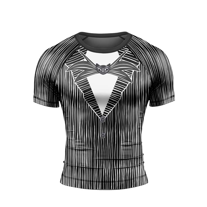 Outfit Jack Skellington Men's Short Sleeve Rash Guard - BattleFitGear