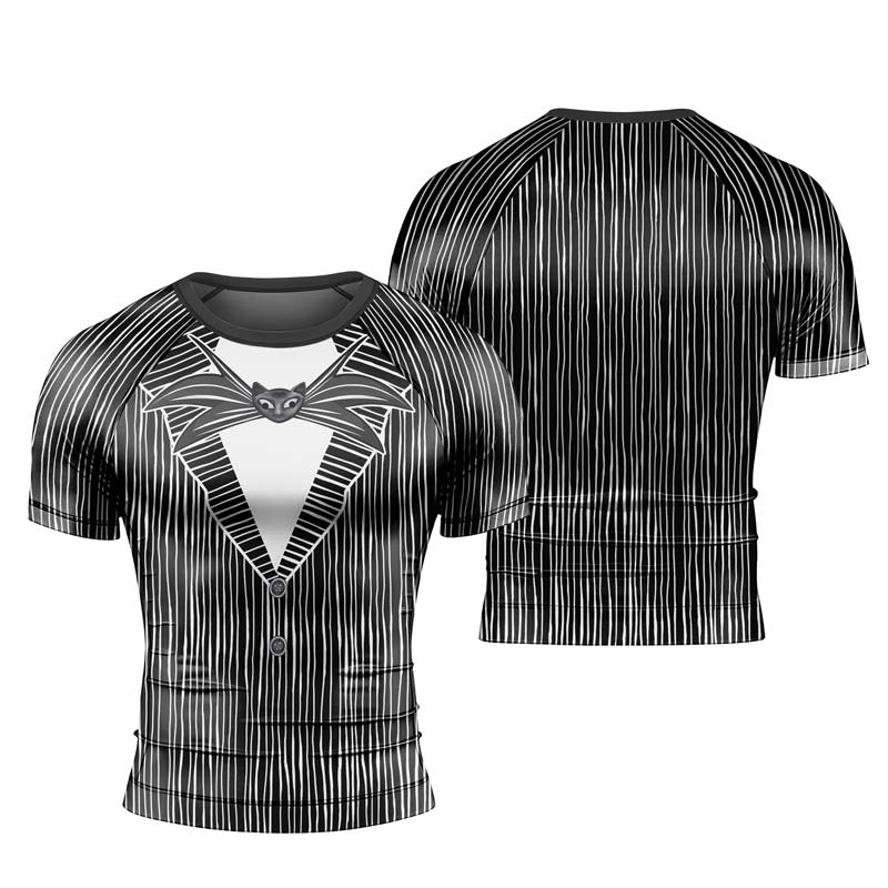 Outfit Jack Skellington Men's Short Sleeve Rash Guard - BattleFitGear