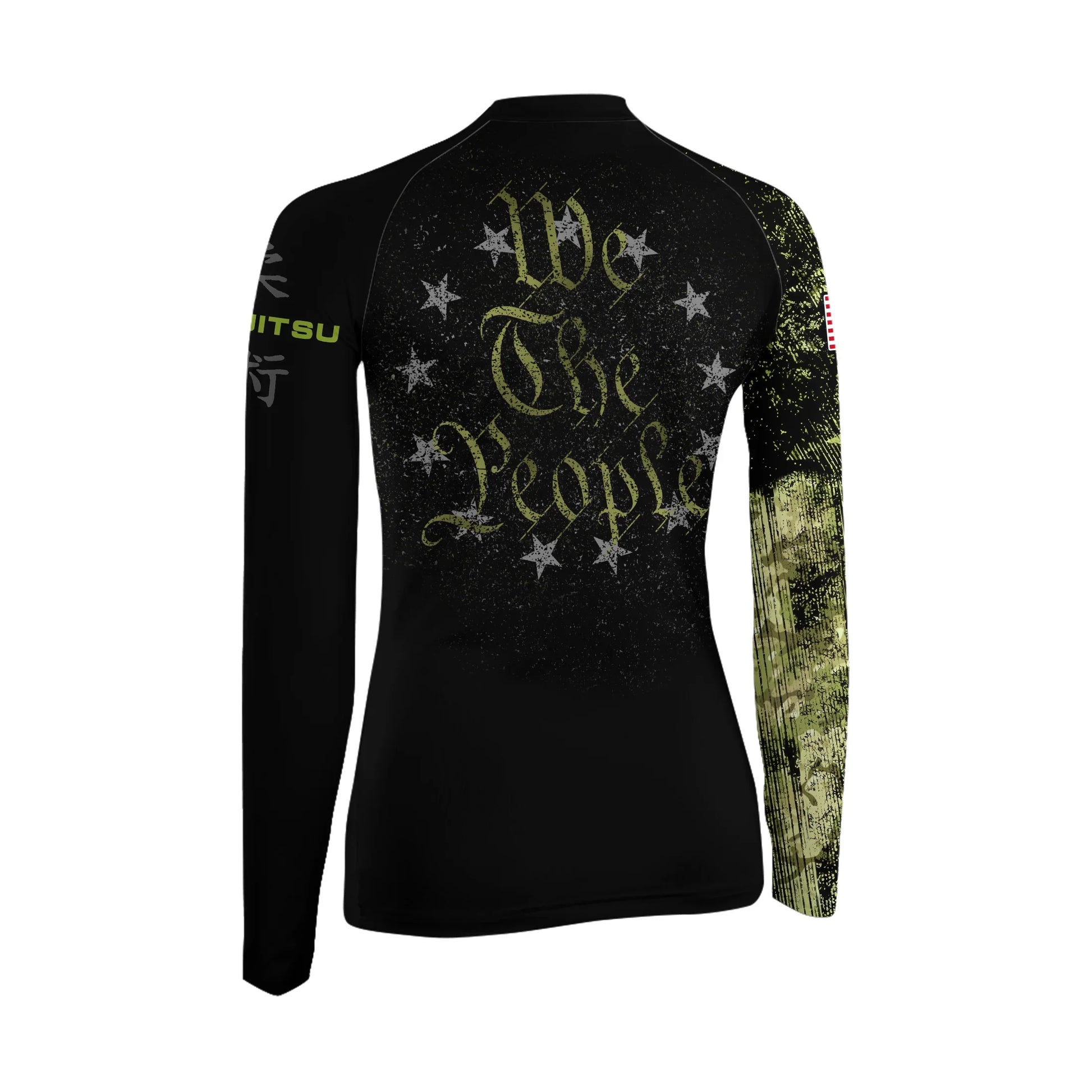 Personalized American Jiu Jitsu Grunge Women's Long Sleeve Rash Guard