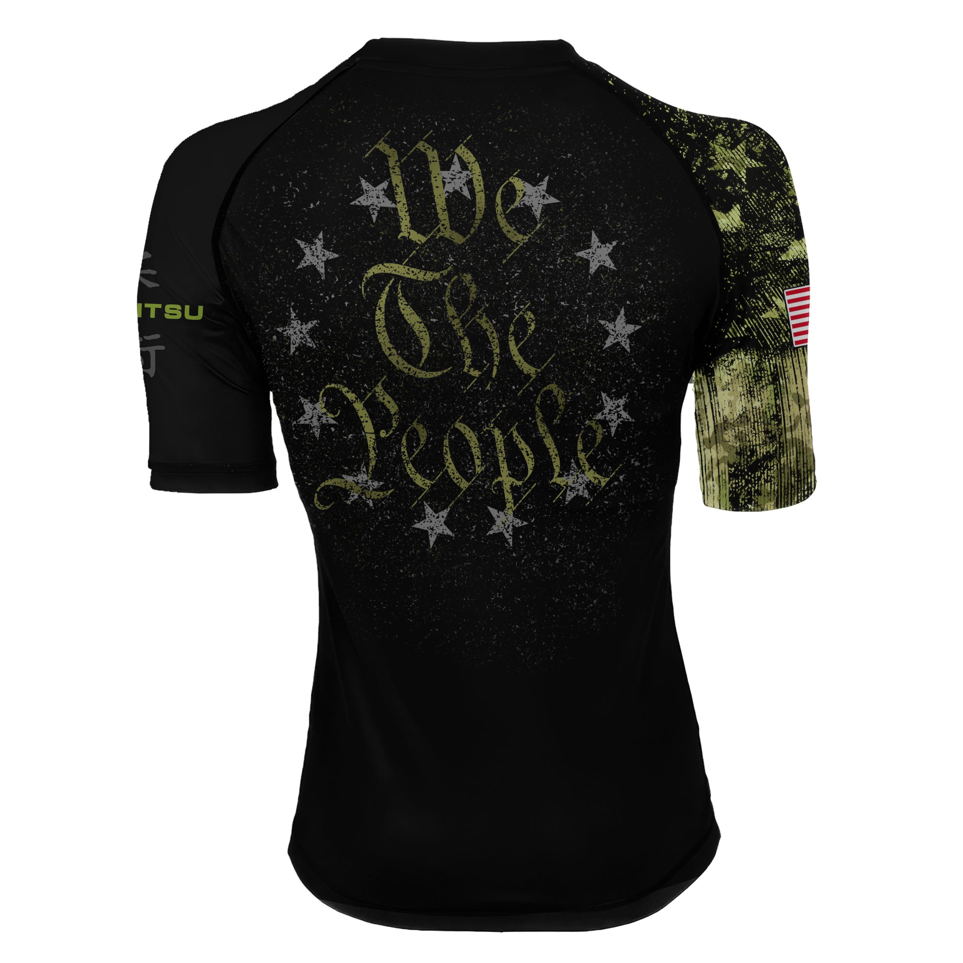 Personalized American Jiu Jitsu Grunge Women's Short Sleeve Rash Guard