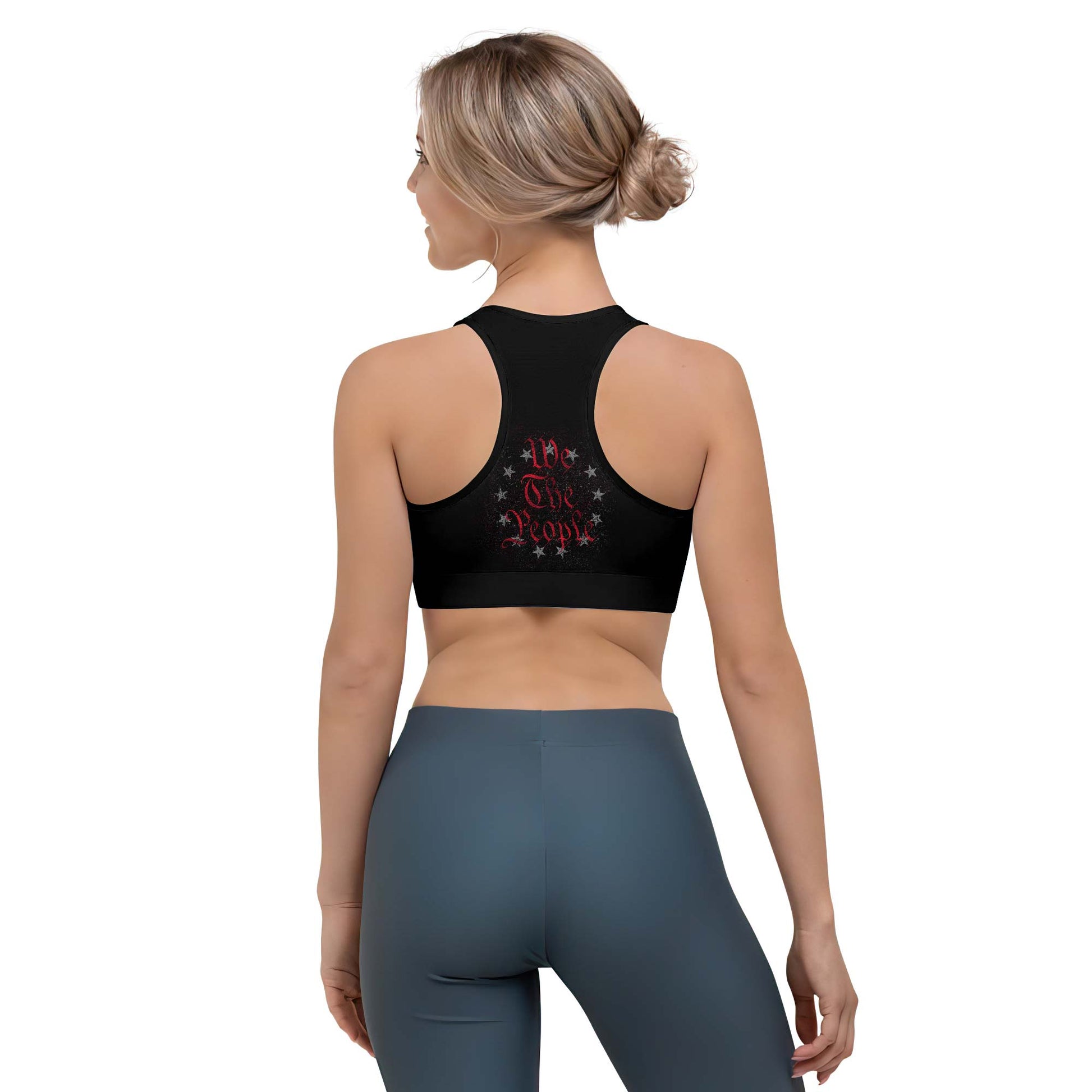 Personalized American Jiu Jitsu Grunge Women's Sports Bra