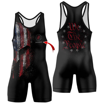 Personalized American Jiu Jitsu Grunge Wrestling Singlets - BattleFitGear