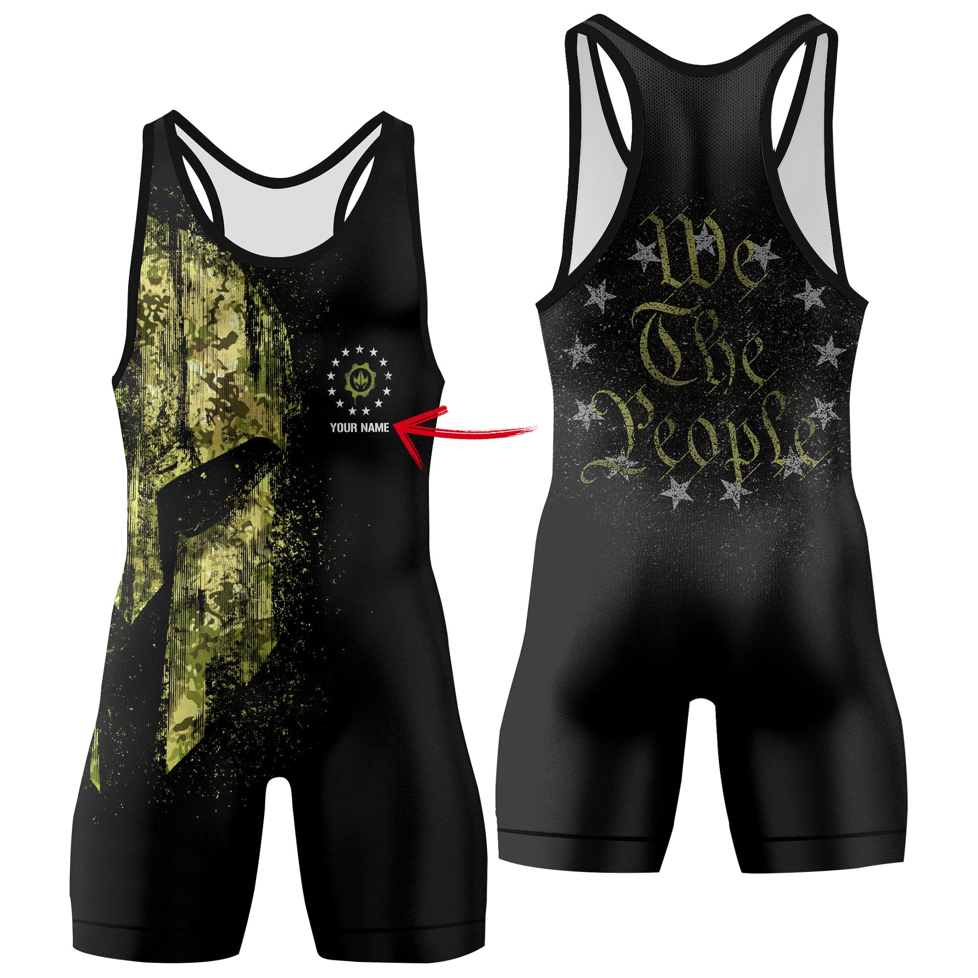 Personalized American Jiu Jitsu Grunge Wrestling Singlets