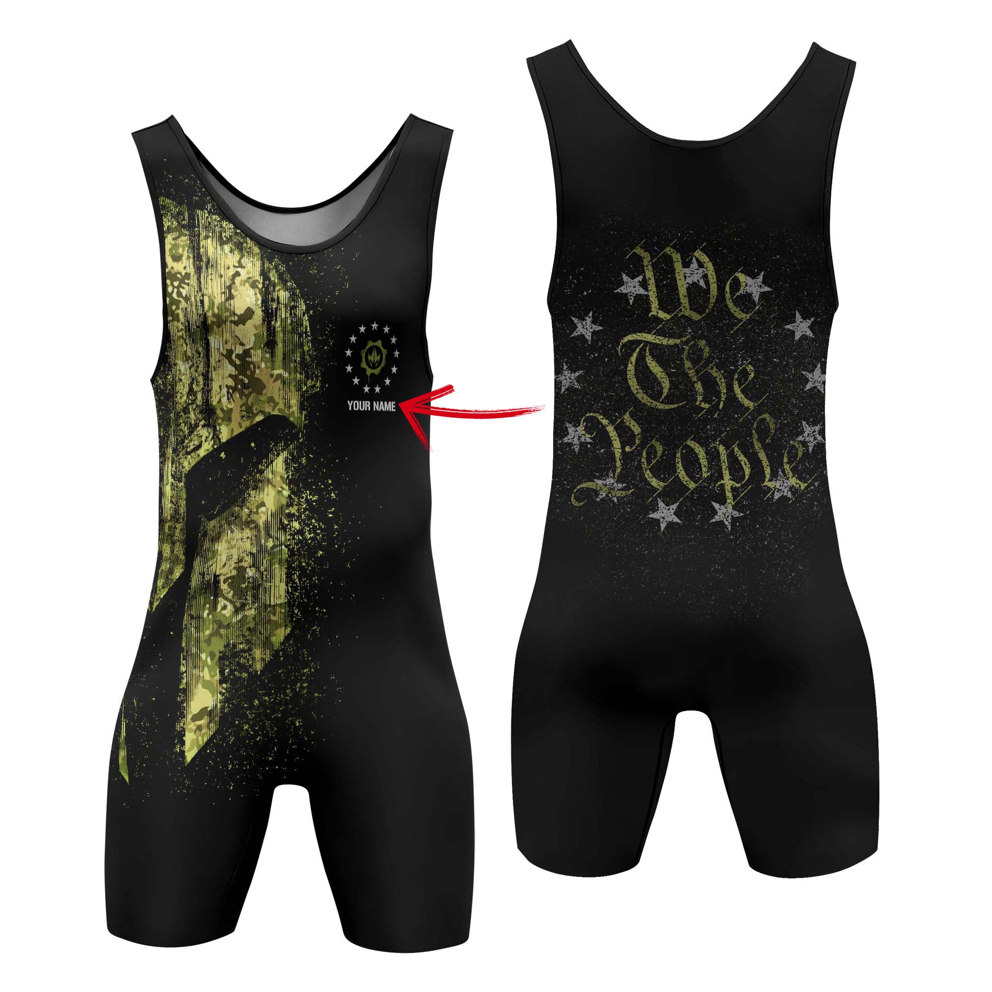 Personalized American Jiu Jitsu Grunge Wrestling Singlets