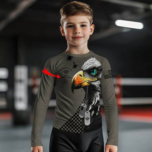 Personalized American Veteran Military Kids Rash Guard