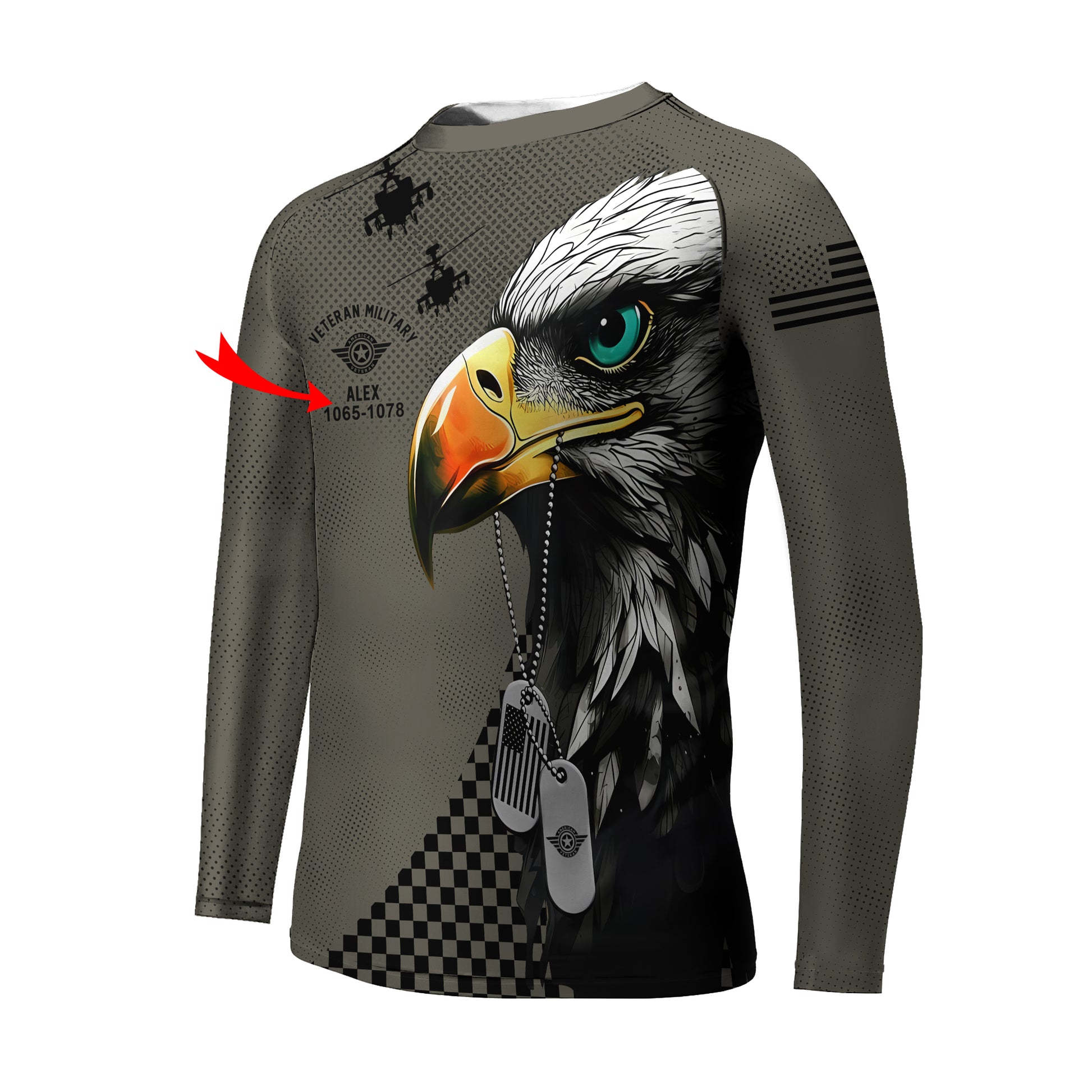 Personalized American Veteran Military Kids Rash Guard