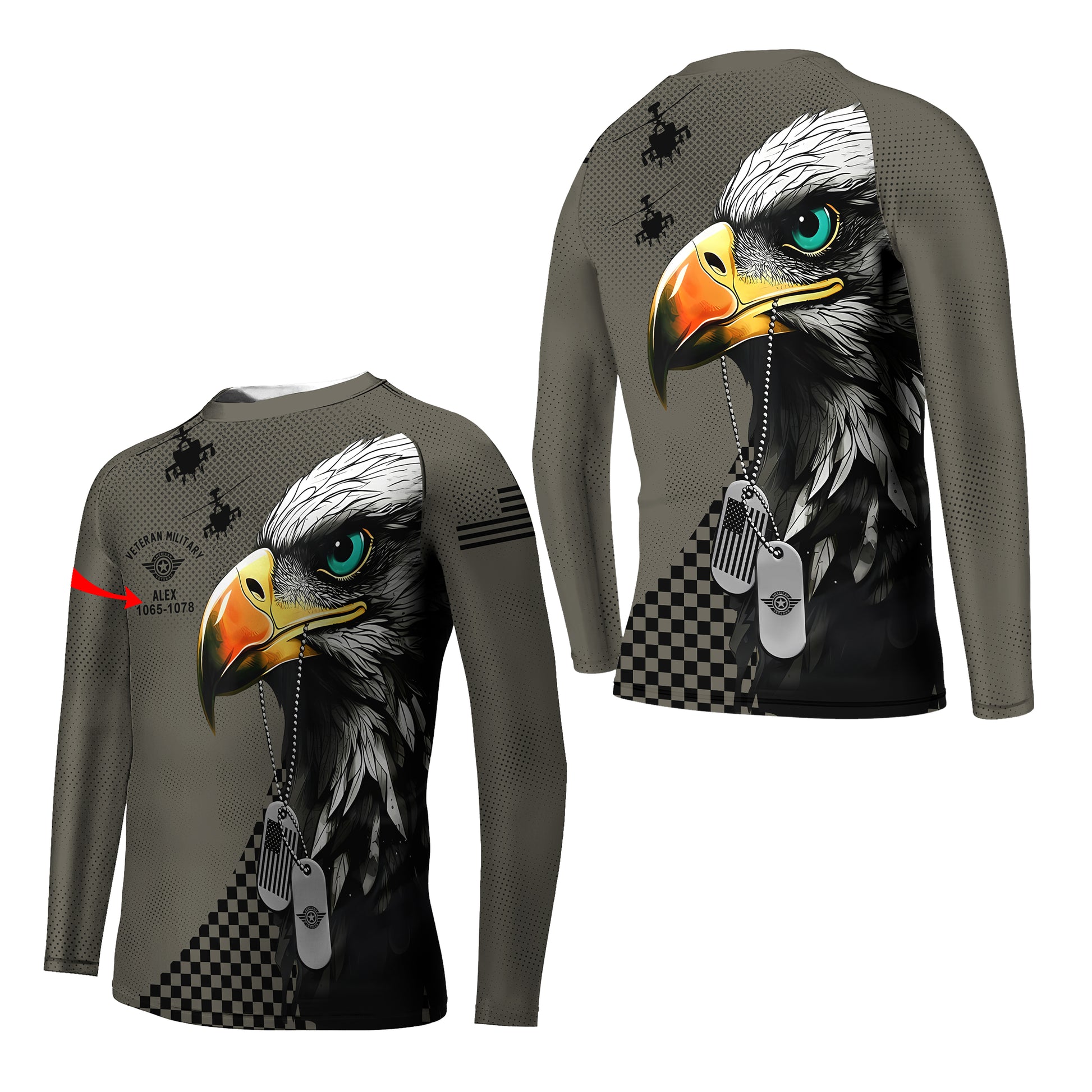 Personalized American Veteran Military Kids Rash Guard