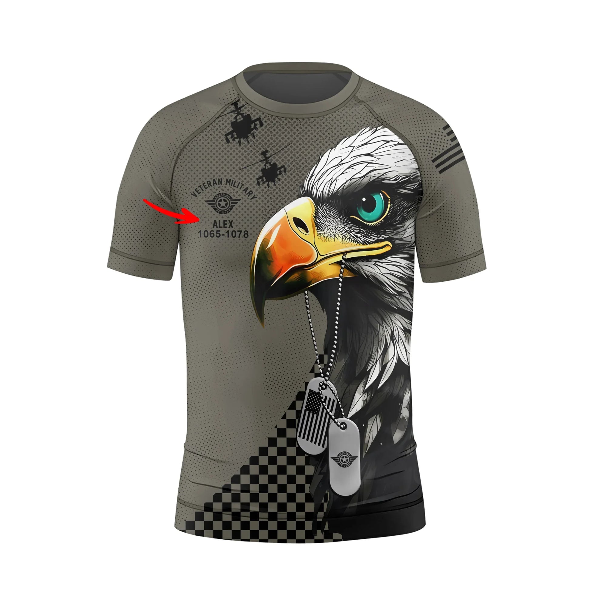 Personalized American Veteran Military Kids Rash Guard
