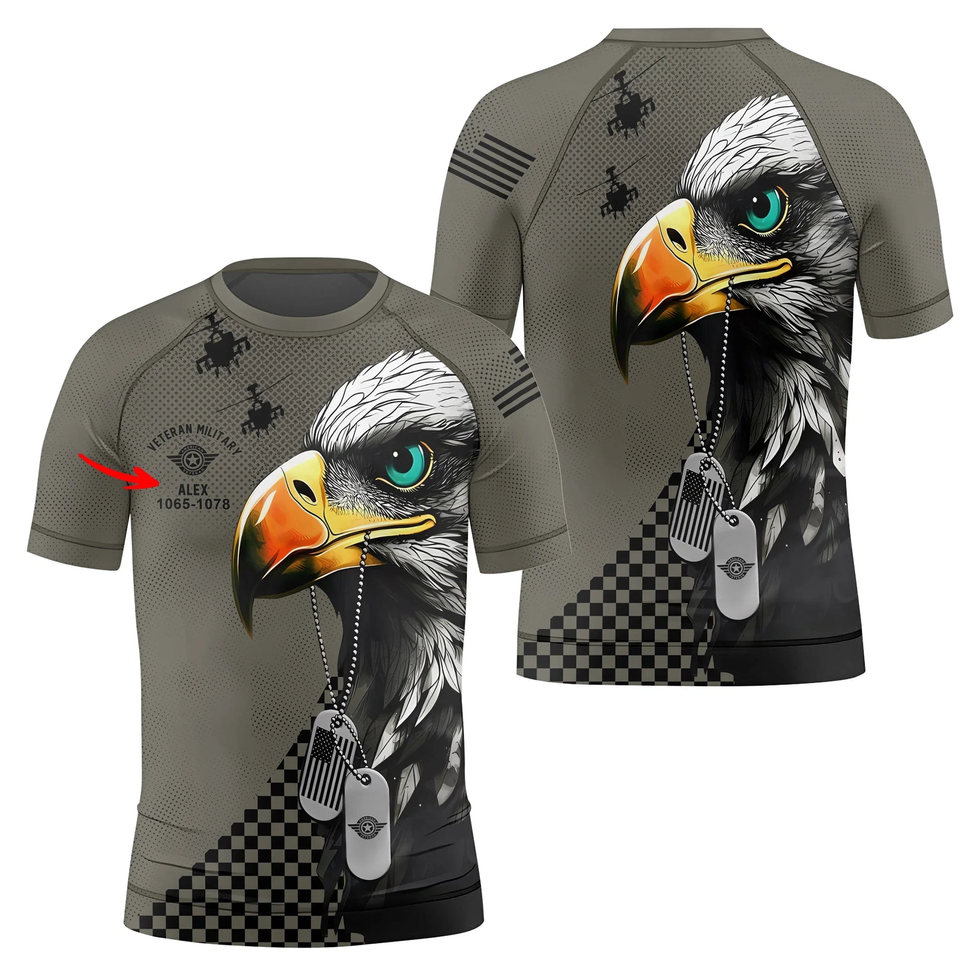 Personalized American Veteran Military Kids Rash Guard
