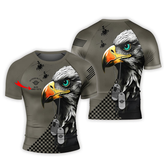 Personalized American Veteran Military Men's Short Sleeve Rash Guard