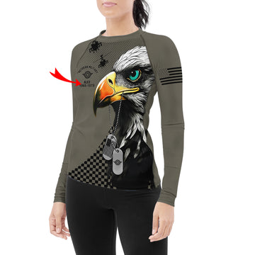 Personalized American Veteran Military Women's Long Sleeve Rash Guard