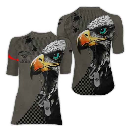 Personalized American Veteran Military Women's Short Sleeve Rash Guard