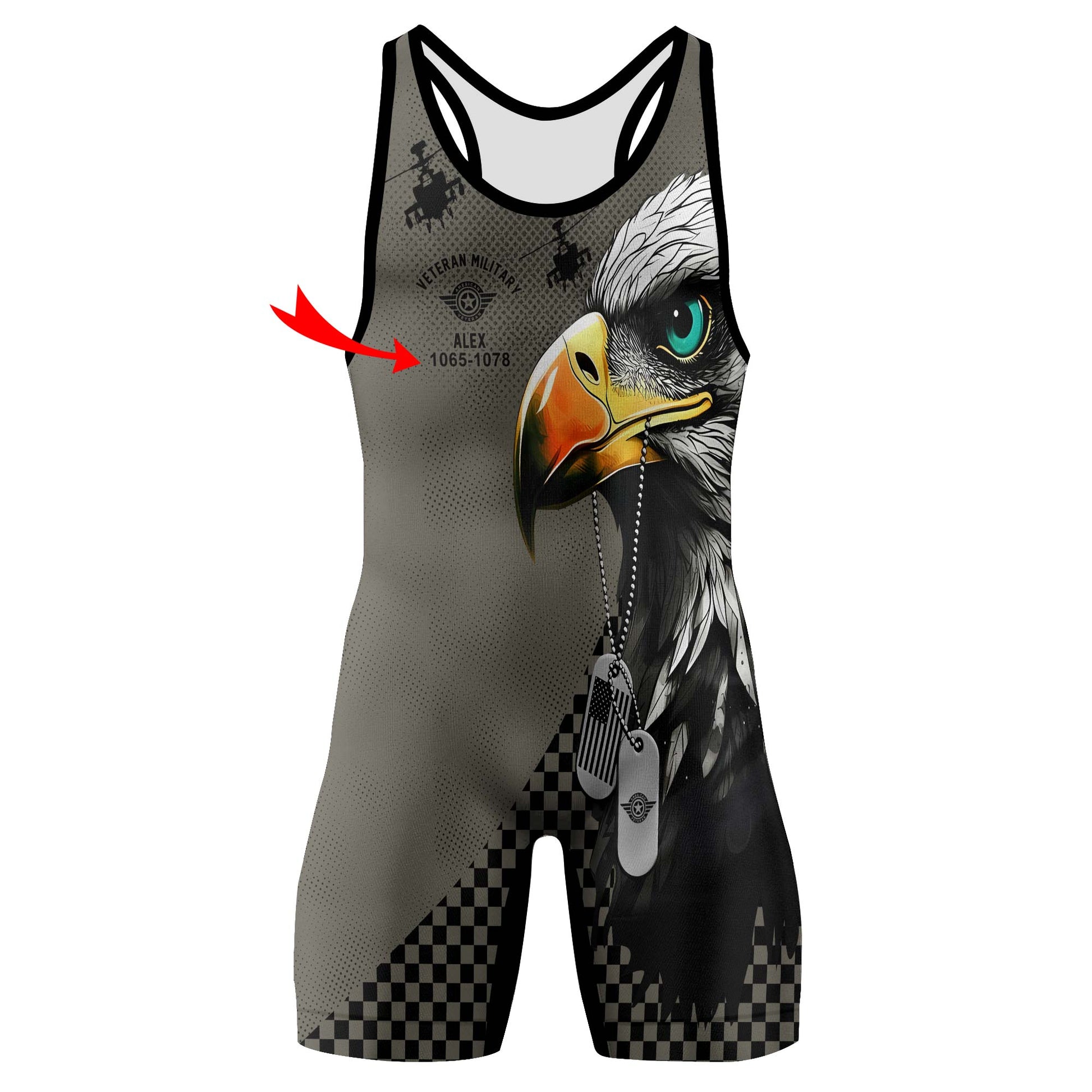 Personalized American Veteran Military Wrestling Singlets