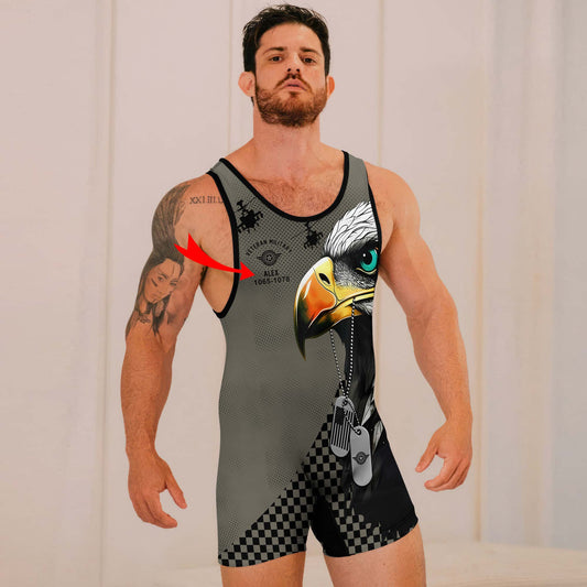 Personalized American Veteran Military Wrestling Singlets