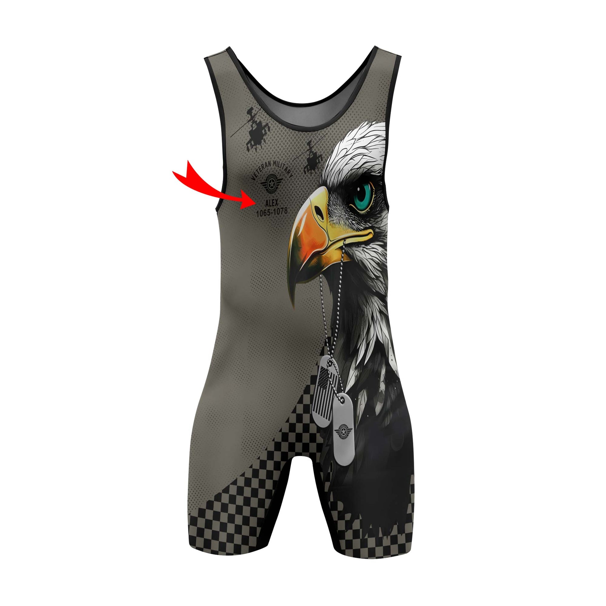 Personalized American Veteran Military Wrestling Singlets