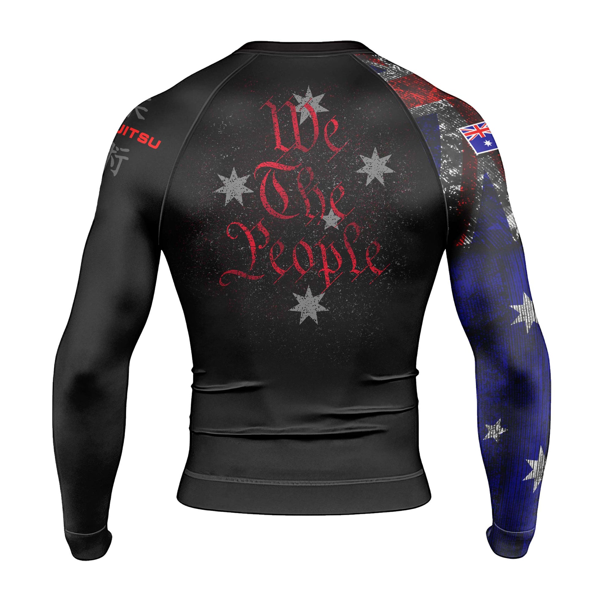 Personalized Australia Jiu Jitsu Grunge Men's Long Sleeve Rash Guard