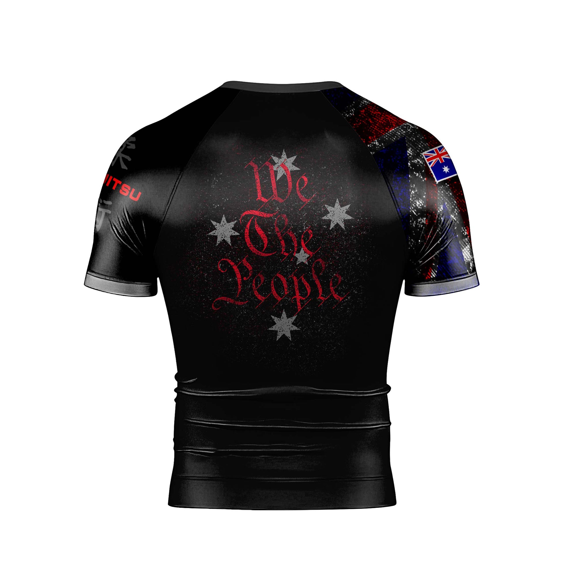 Personalized Australia Jiu Jitsu Grunge Men's Short Sleeve Rash Guard
