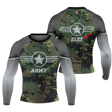 Personalized Jungle Army Men's Long Sleeve Rash Guard - BattleFitGear